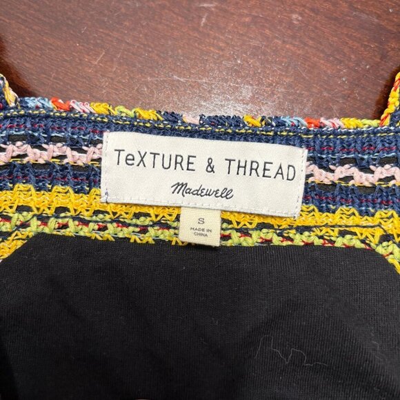Madewell Texture & Thread Stripe Tie Shoulder Tank Top Rainbow Crochet Size S - Picture 5 of 7